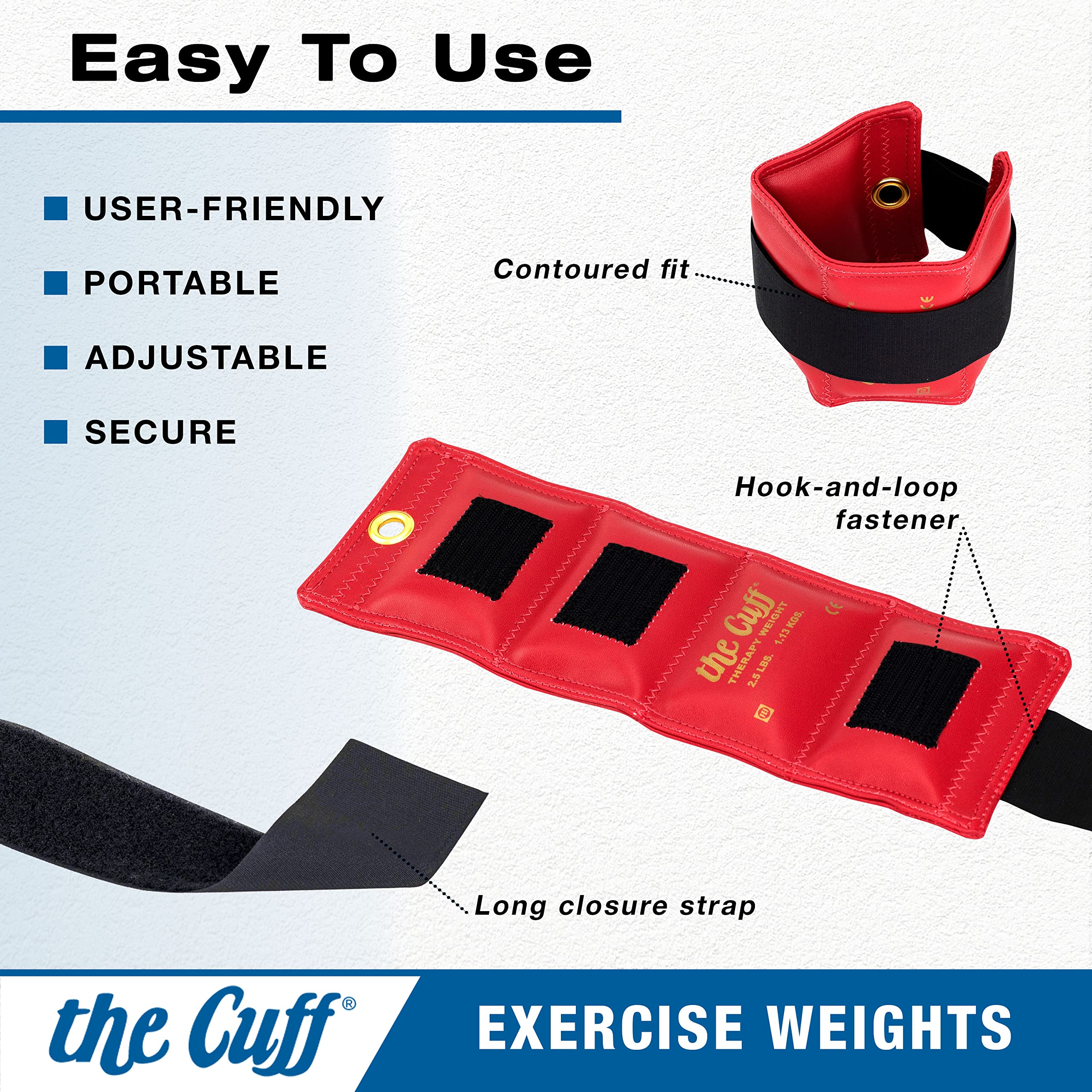 CanDo Weight cuff - wrist and ankle weights - 3.4 kg, orange 10-0212 - alternative to dumbbells