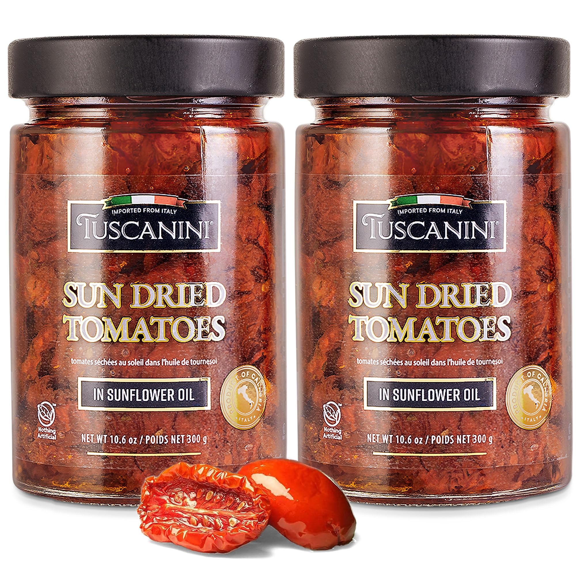 Tuscanini Italian Sun Dried Tomatoes in Oil, 300g (Pack of 2) | Julienne Cut | Nothing Artificial | Kosher | Product of Italy | Gourmet Ingredient