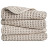 POLYTE Microfibre Lint Free Hand Towel, 40 x 76 cm, 4 Pack (Beige, Waffle Weave)
