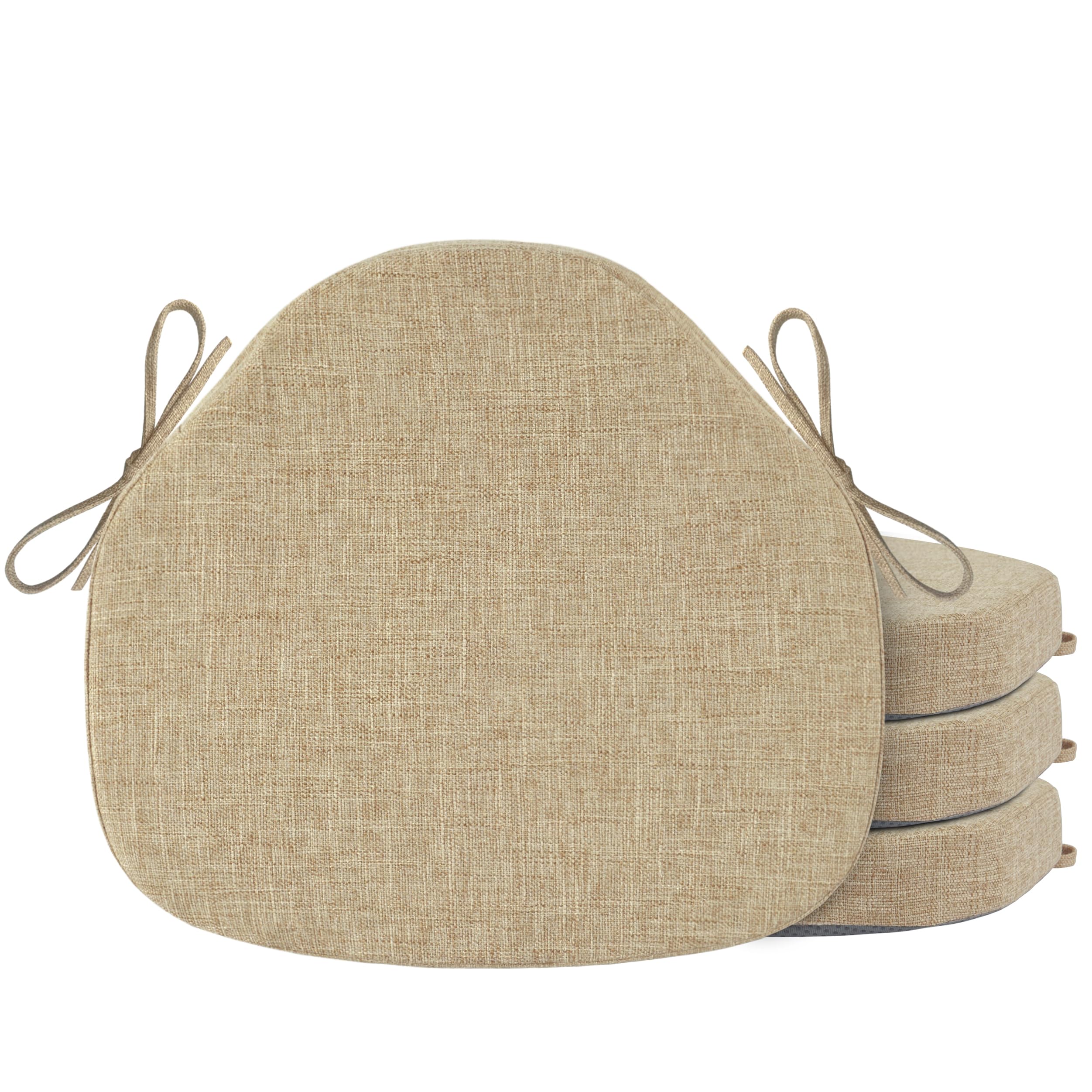 OVOV Chair Cushions for Dining Chairs Set of 4 Windsor Seat Cushion for Kitchen Room Chair Thick Textured Chair Pads with Ties and Non-Slip