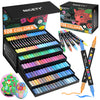 NICETY 108 Colours Acrylic Paint Pens ? Dual Tip 1?5mm Brush & 1mm Fine Markers for Rock, Wood, Glass, Fabric, Metal, Ceramic & Canvas ? Water-Based