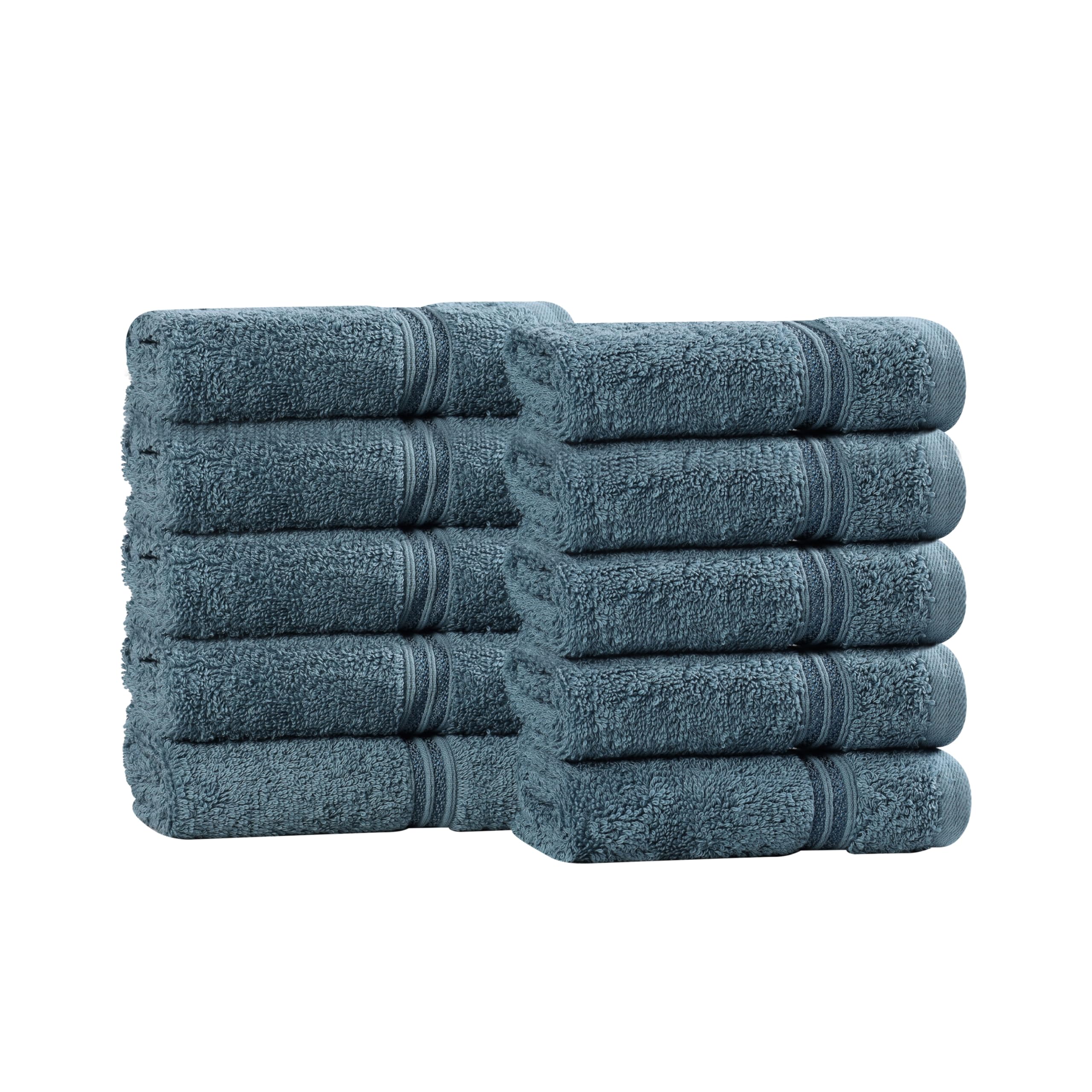 Superior Egyptian Cotton 10-Piece Face Towel Set, Sapphire