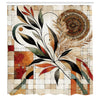 ABAKUHAUS Boho Shower Curtain, Oriental Autumn Mandala Flower, Cloth Fabric Bathroom Decor Set with Hooks, 175 x 200 cm, Beige Orange Laurel Green