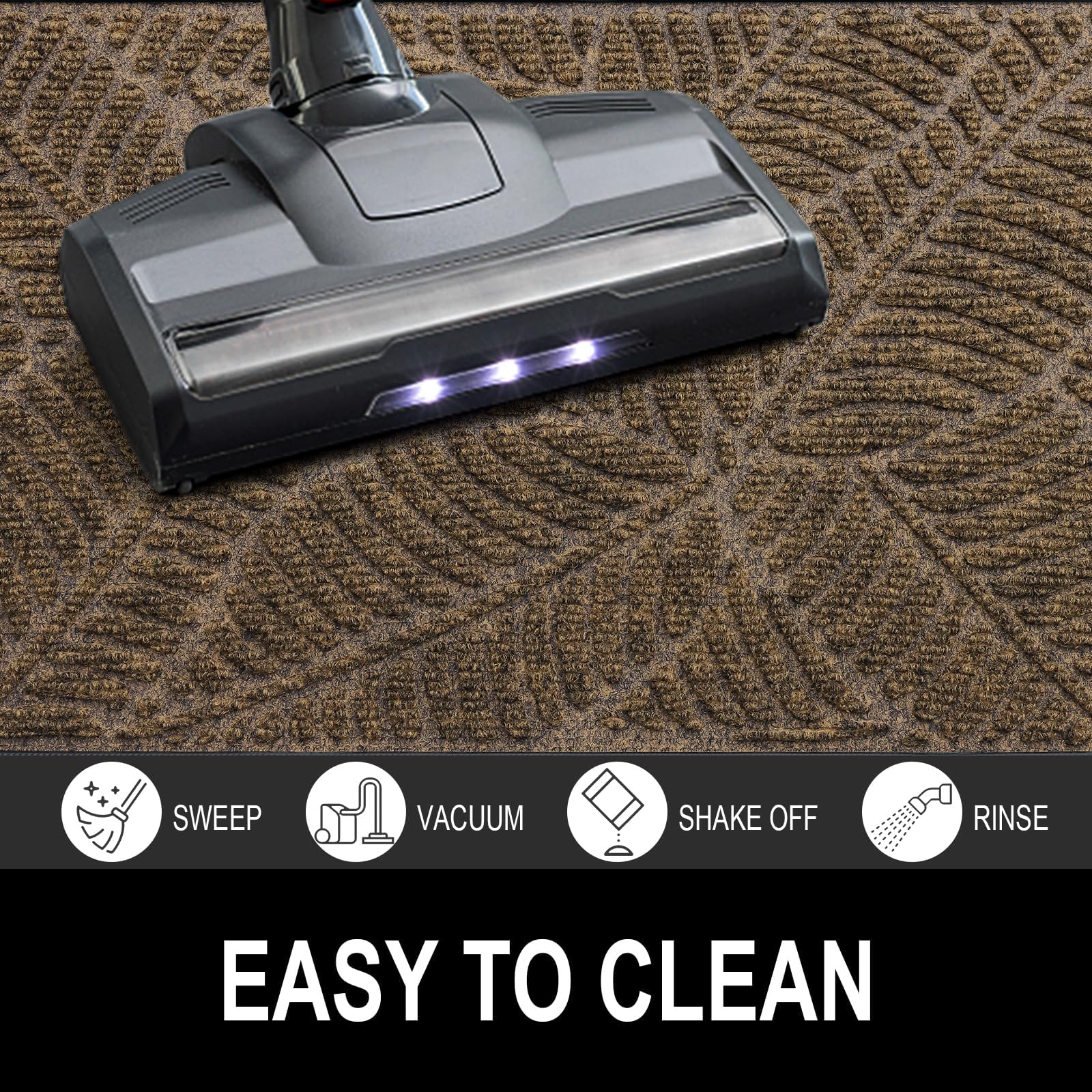 Homaxy Door Mats Indoor Outdoor, Heavy Duty Rubber Dirt Trapper Doormats, Non Slip Waterproof Floor Mat, Easy Clean Door Matt for Front Door, Entrance