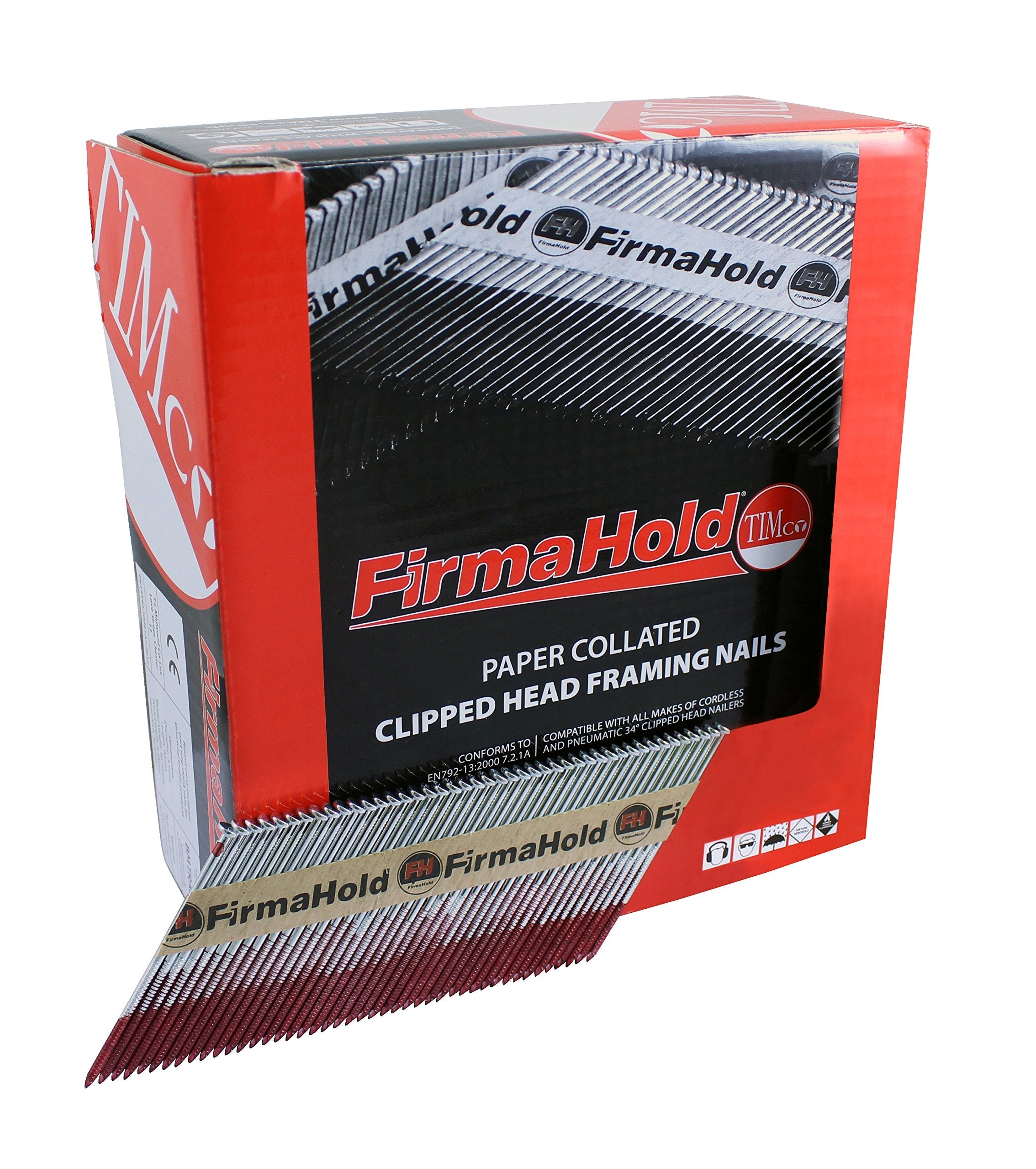 TIMCO FirmaHold Collated Clipped Head Nails - Trade Pack - Ring Shank 2.8 x 50 - Bright- 3300 Pieces