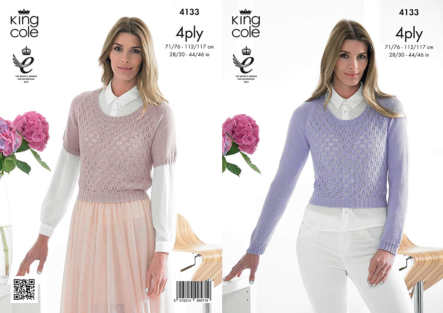 King Cole 4133 Knitting Pattern Sweaters to knit in King Cole Bamboo 4 Ply