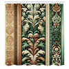 ABAKUHAUS Green and Brown Shower Curtain, Jungle Damask Leaf, Cloth Fabric Bathroom Decor Set with Hooks, 175 x 200 cm, Caramel