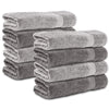 Komfortec Set of 8 Hand Towels 50 x 100 cm 100% Cotton Terry Towelling Soft Anthracite Grey/Silver