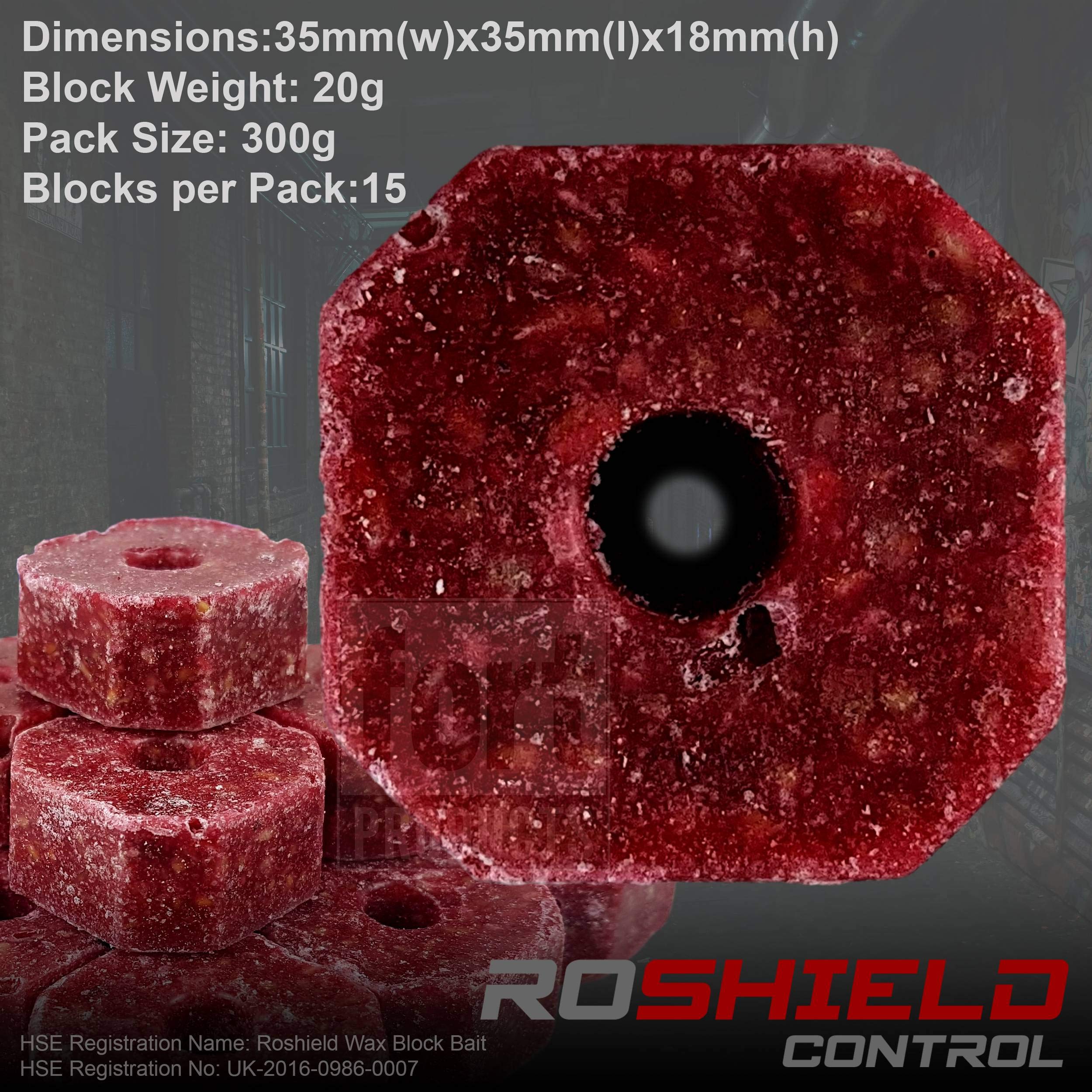 ROSHIELD 3kg Wax Block Bait for Rat & Mouse Killer Poison Control - Indoor, Outdoor All-Weather Rodent Bait Station Refill Packs (300g x 10 Packs)