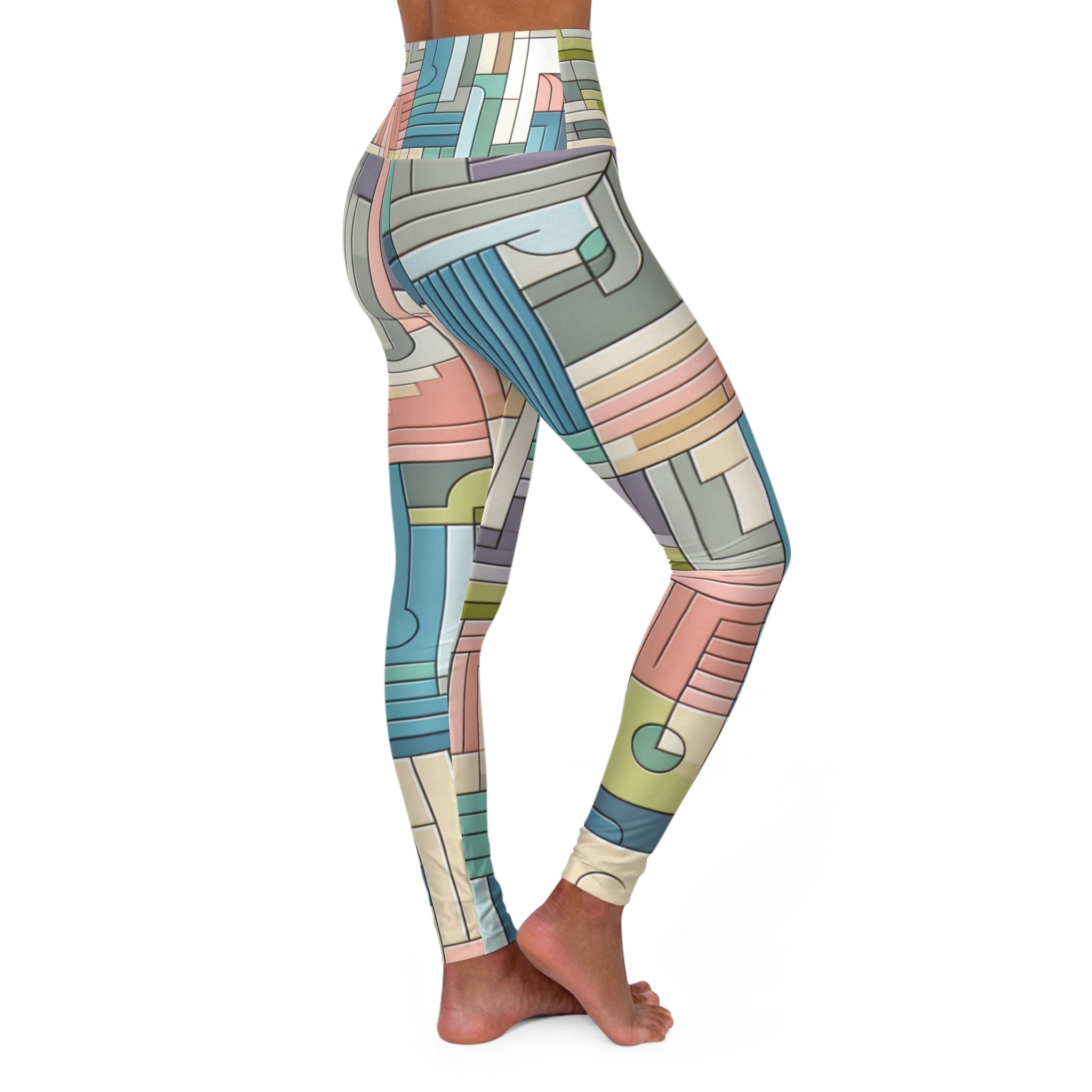 Envision Pastel Leggings - Modern Geometric Design in Soft Hues for Fashion-Forward Style