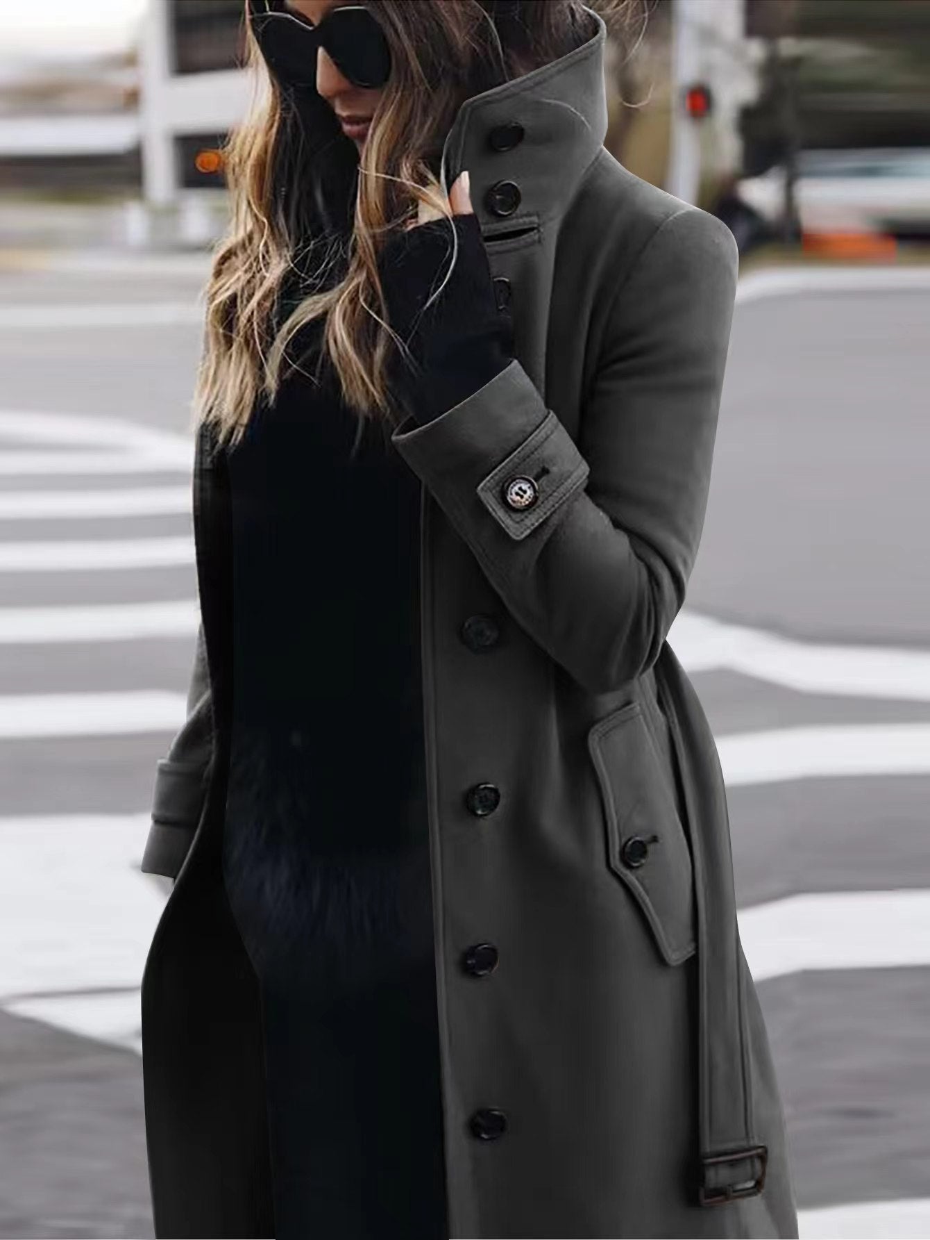 Women's Luxury Woolen Coat - Slim Fit Stand Collar Cardigan | Premium Winter Outerwear
