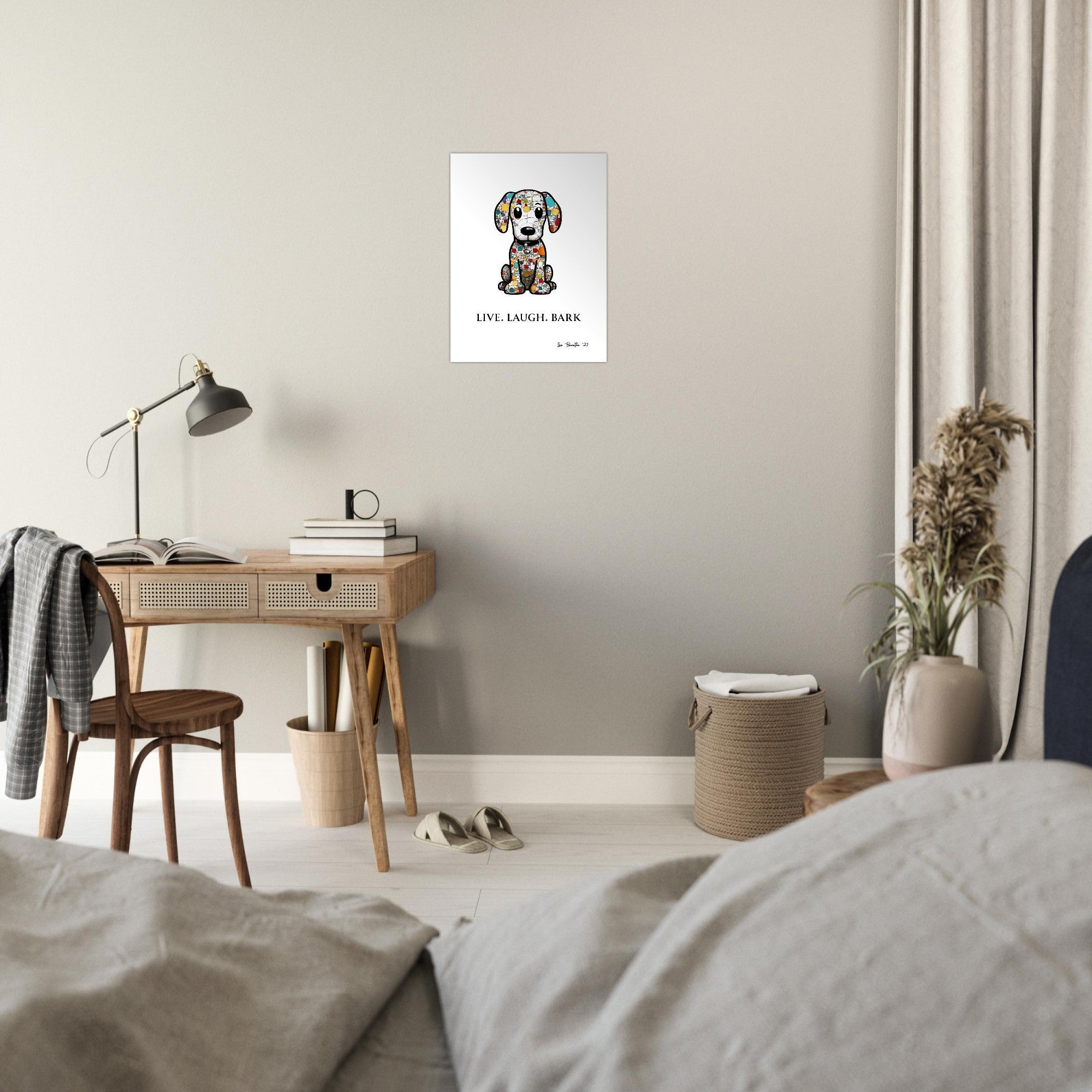 Live Laugh Bark Dog Wall Art – Colourful Mosaic Puppy Print, Funny Pet Quote Poster, Gift for Dog Lovers