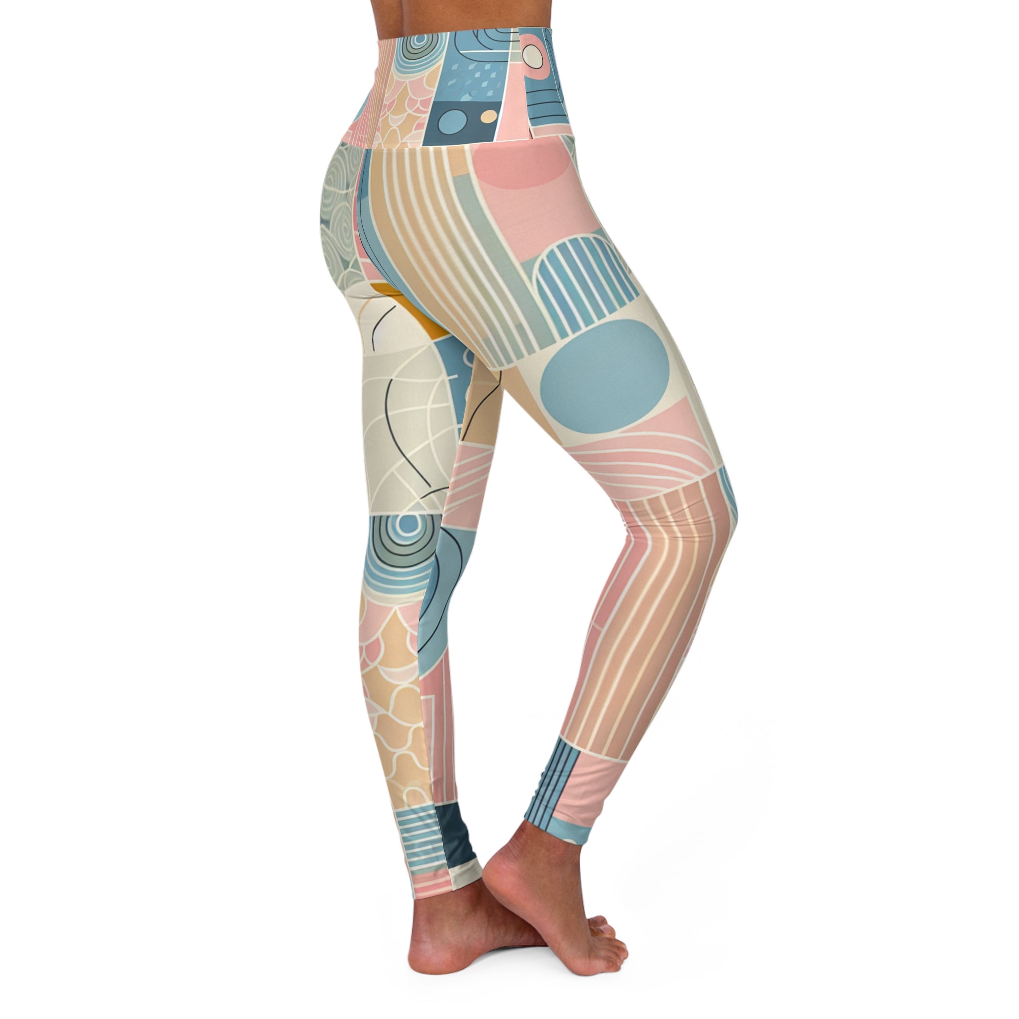 Contemporary Pastel Leggings - Stylish Comfort in Soft Pink, Blue, Yellow & Green Hues