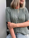 Women's Solid-color Crew-neck Hollow-out Mesh Knit Short-sleeve