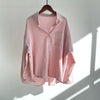 European And American-style Lapel Solid-color Cotton-linen Top Loose-fitting