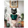 Charming Black Cat on Pink Toilet Poster - Cute Art for Cat Lovers