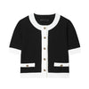 Contrast Color Beaded Leather Round Neck Top Stretch High-waisted Trousers Suit