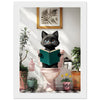 Framed Black Cat Poster – Quirky Bathroom Art with a Humorous Twist