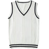 Women's Waistcoat V-neck Striped Stitching Casual Knitted Sweater