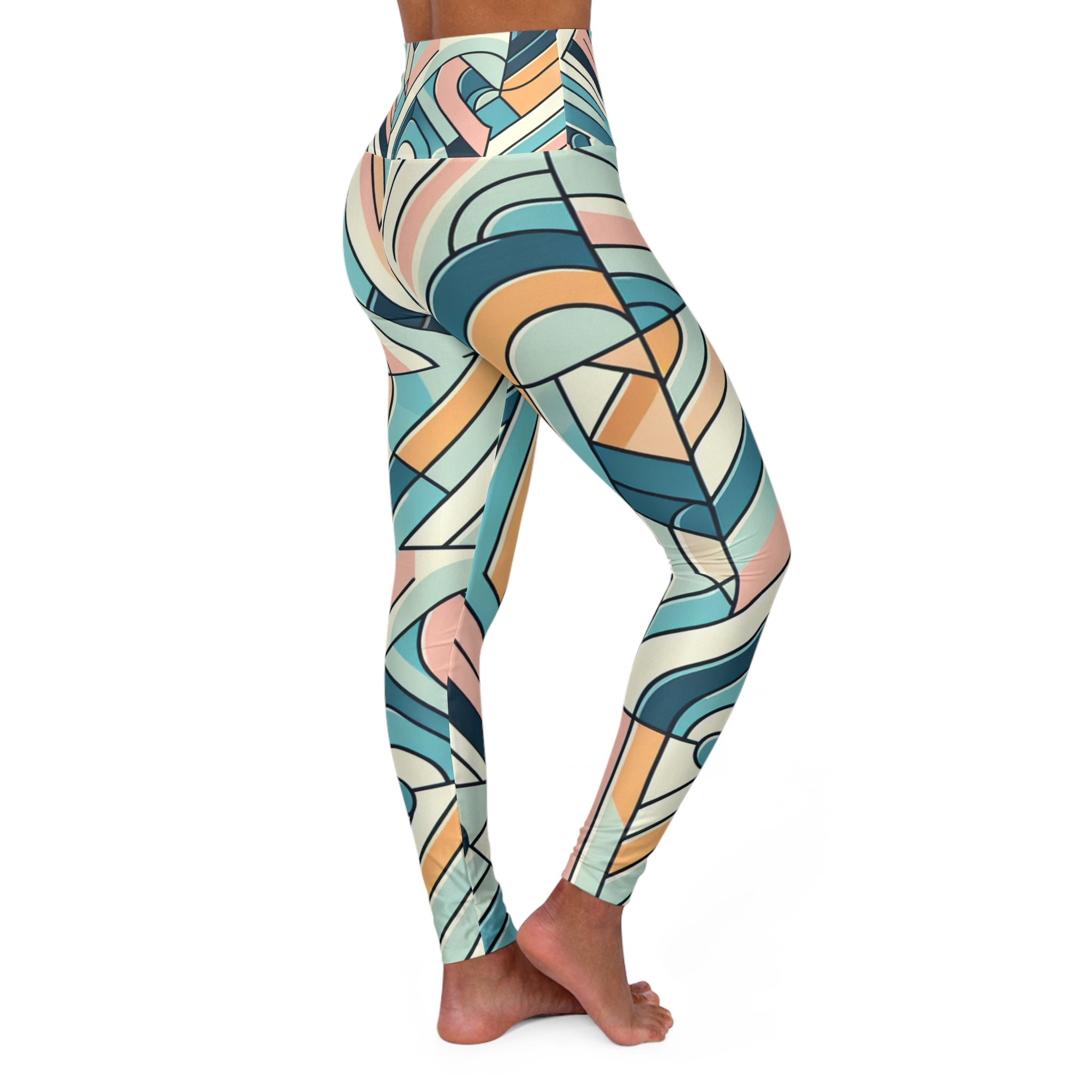 Geometric Print Leggings in Soothing Pastels - Ultimate Comfort and Eye-Catching Style