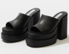 UK 6 Steve Madden Cagey Black Leather Women’s Platform Sandal Heels – EU 39