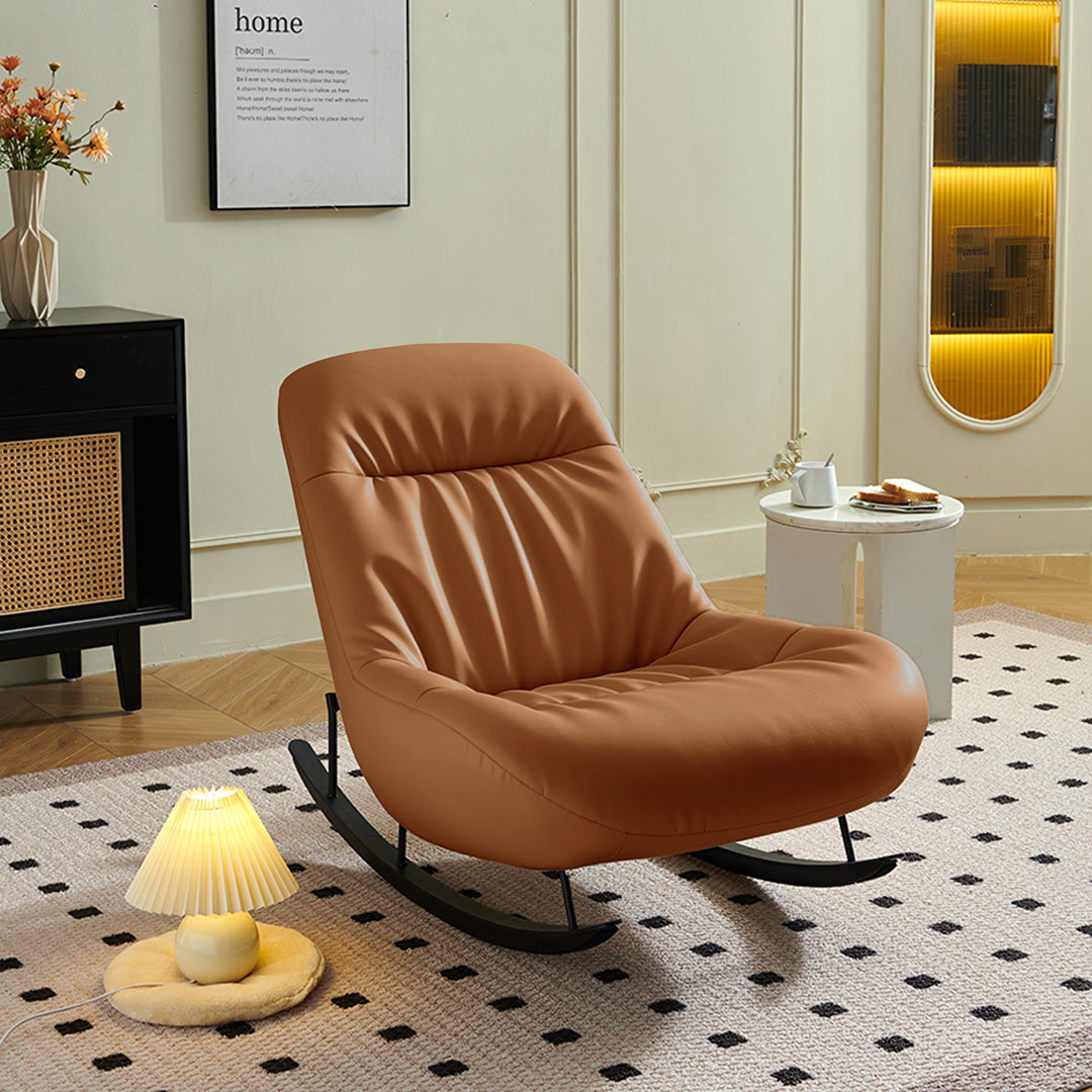 Lutz Rocking Chair With Footstool, Leather