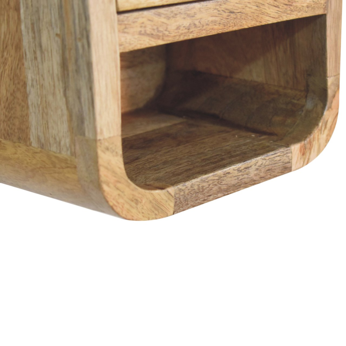 Artisan Furniture Solid Wood Extra Mini Curved Oak-ish Bedside with Open Slot