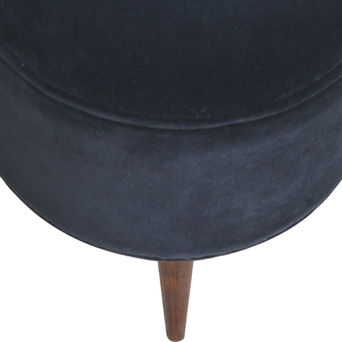 Artisan Furniture Solid Mango Wood Black Velvet Nordic Style Footstool