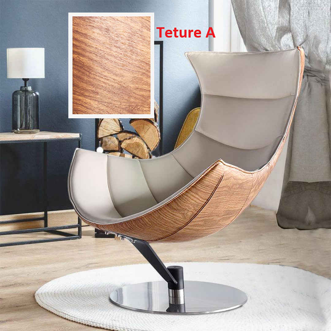 Lobster Lounge Swivel Chair With Ottoman, Walnut Texture