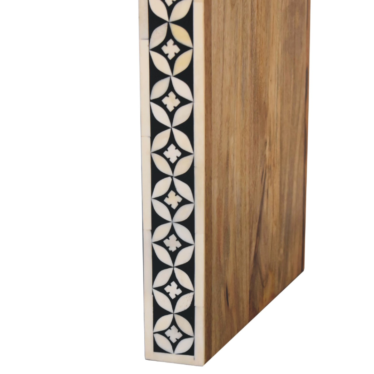 Artisan Furniture Solid Mango Wood Edessa Bone Inlay End Table