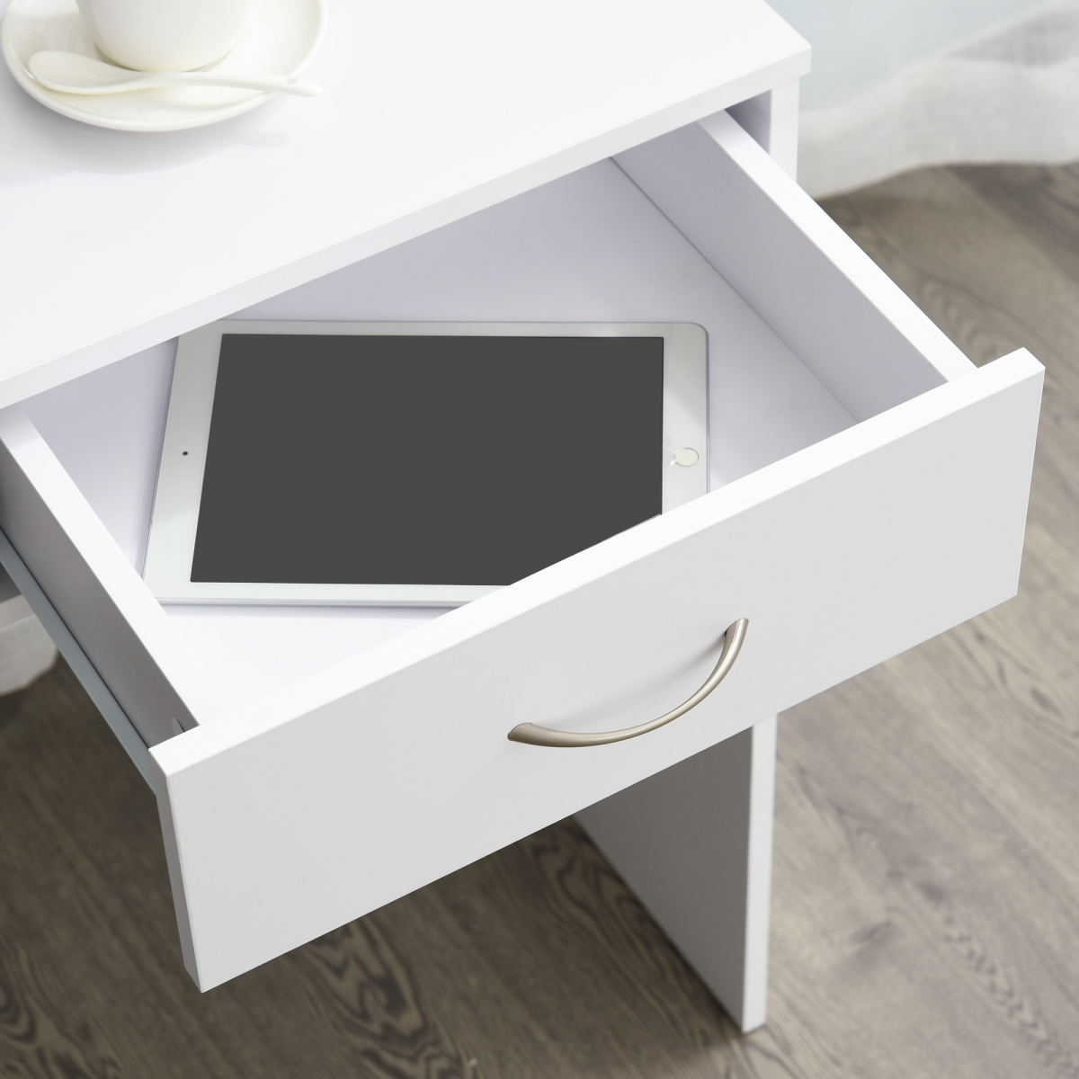 HOMCOM Modern Computer Work Desk Table Study Shelf Drawer Writing Station White