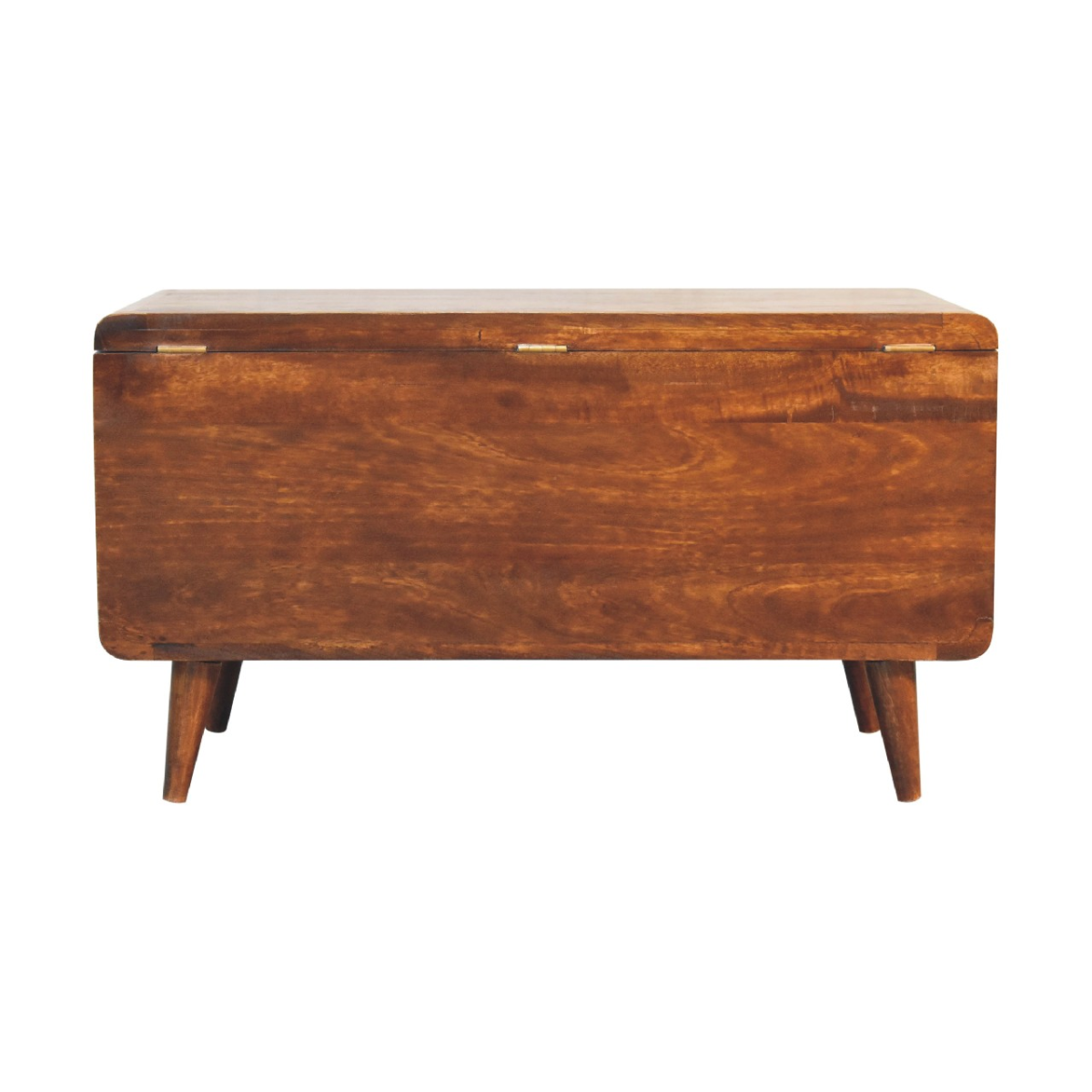 Artisan Furniture Solid Wood Curved Chestnut Lid-up Blanket Box, Brown