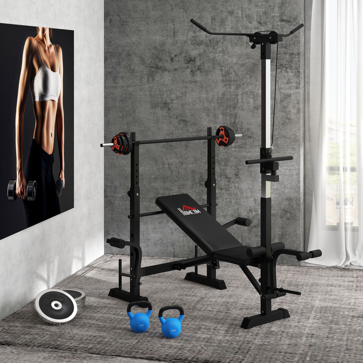 HOMCOM Adjustable Weight Bench Multifunction Full Body Workout Bench
