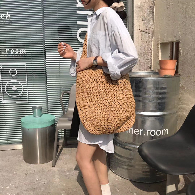 Single Handle Paper-string Woven Bag