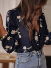 Women's Long-sleeved Western-style Chiffon Blouse With Embroidery
