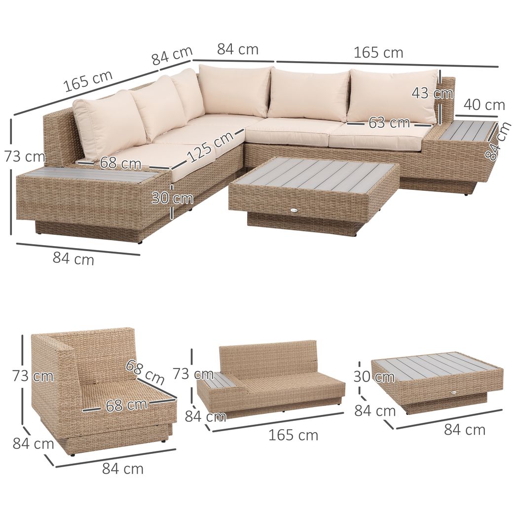 4Pcs Rattan Sofa Garden Set Coffee Table Chairs Loveseat Outdoor w/ Cushion