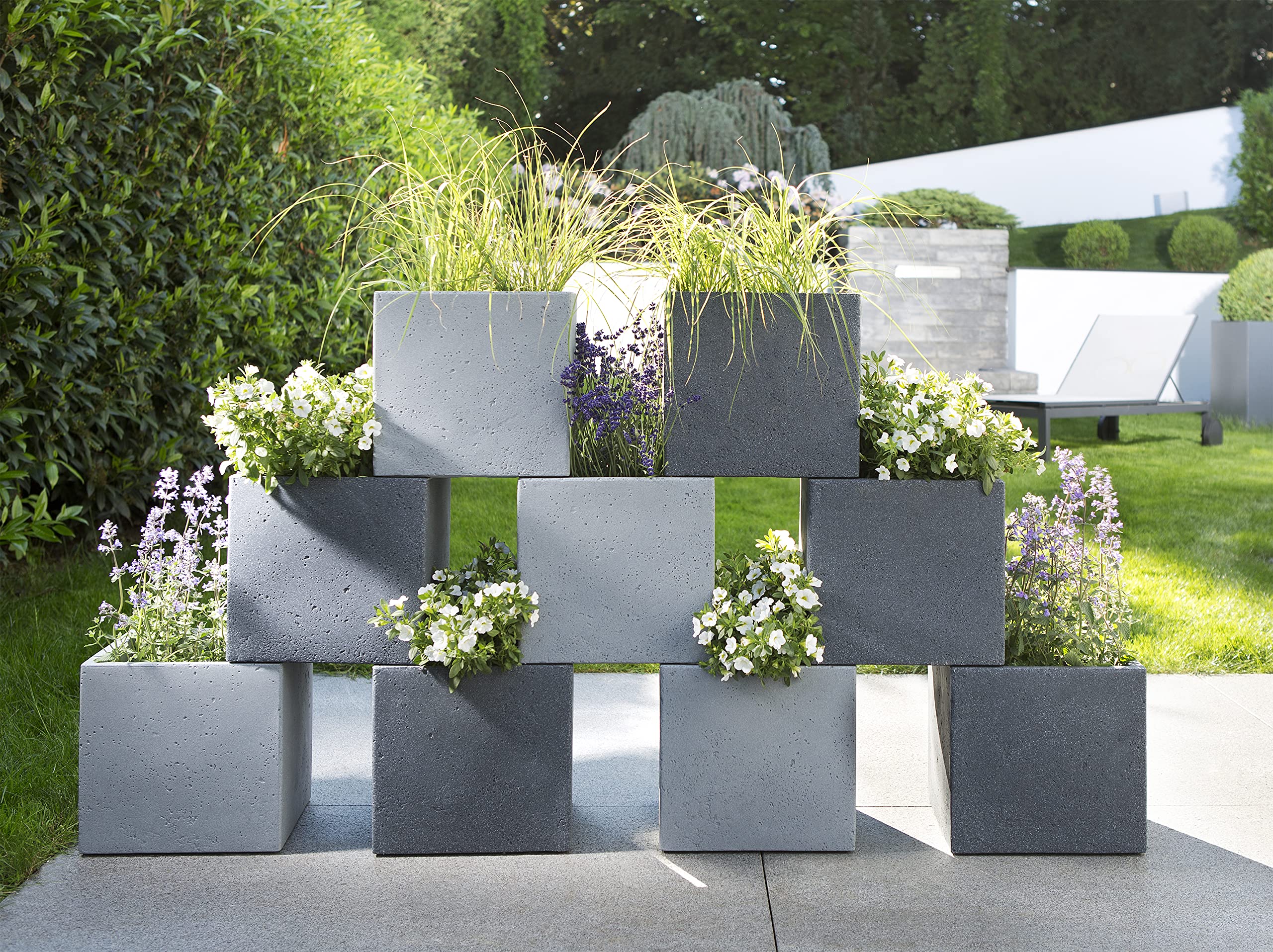 Scheurich C-Cube Planter Stony Black ? 40 cm, height 33 cm