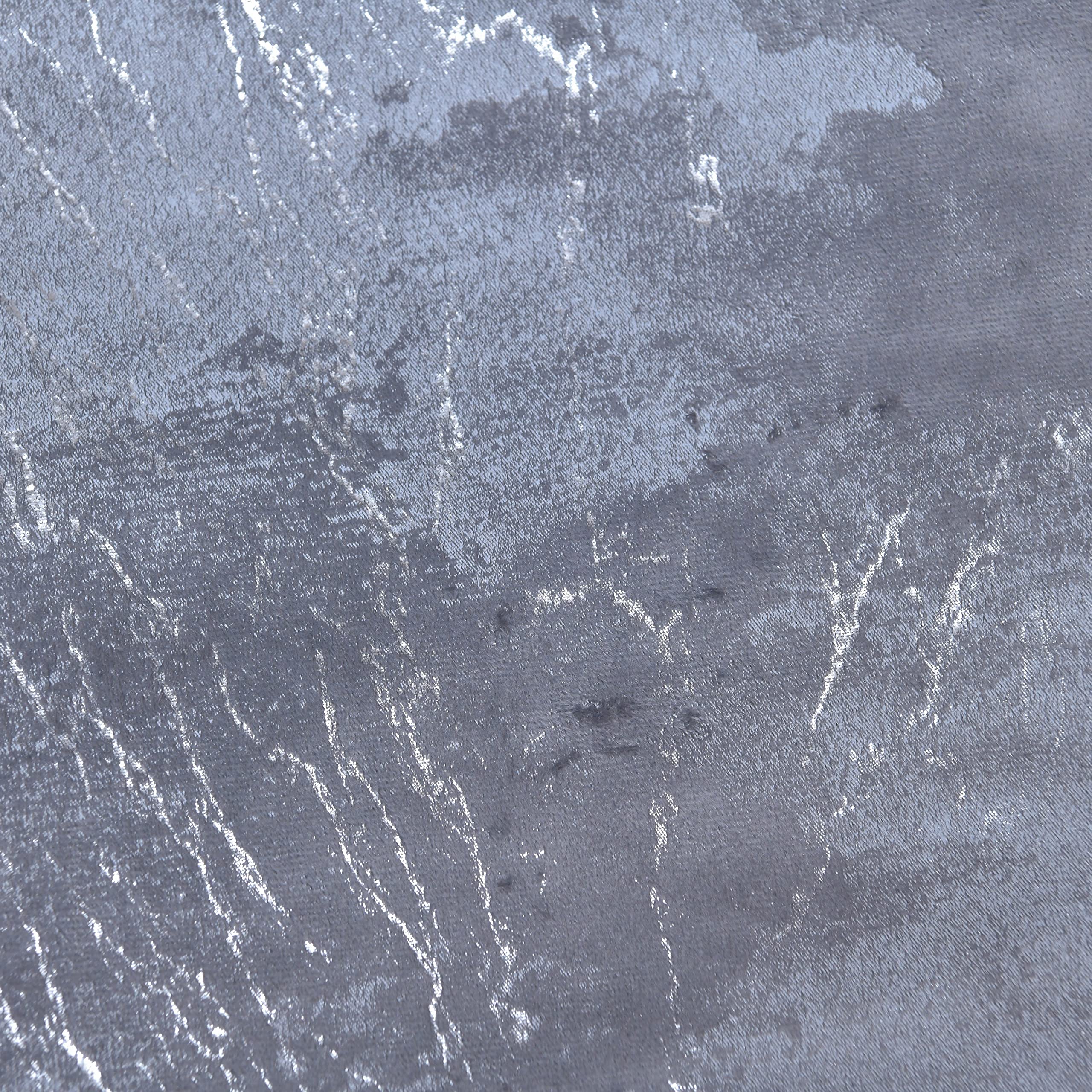 Sleepdown Marble Velvet Metallic Grey Plain Reverse Duvet Cover Quilt Pillow Cases Bedding Set Soft Easy Care - Super King (220cm x 260cm)