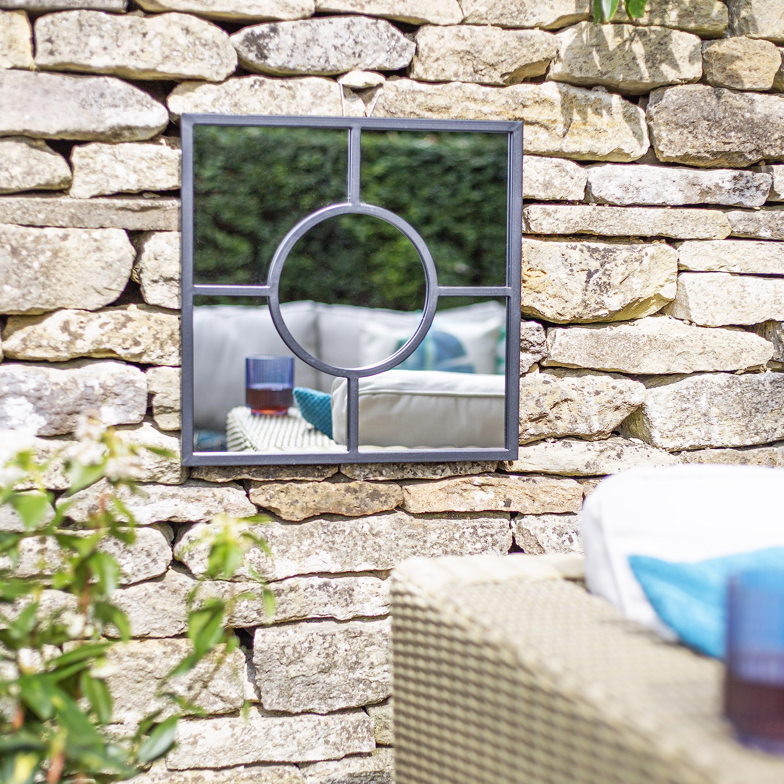 La Hacienda Aston & Wold Black Square Garden Mirror
