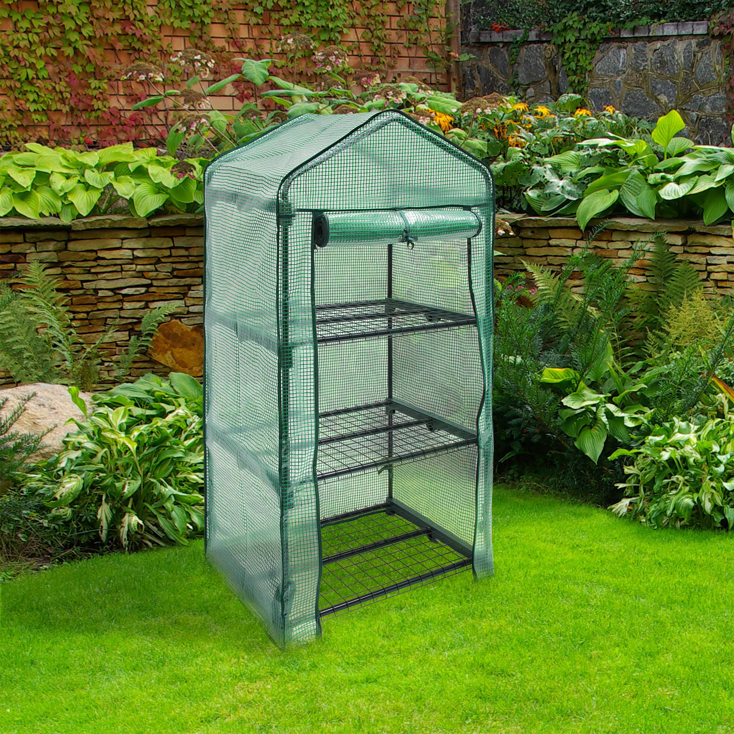 Relaxdays Greenhouse 3 Levels Tear-Resistant Growth Support for Plants, Levels Each of 60 x 46 cm (23.6 x 18.1 in)