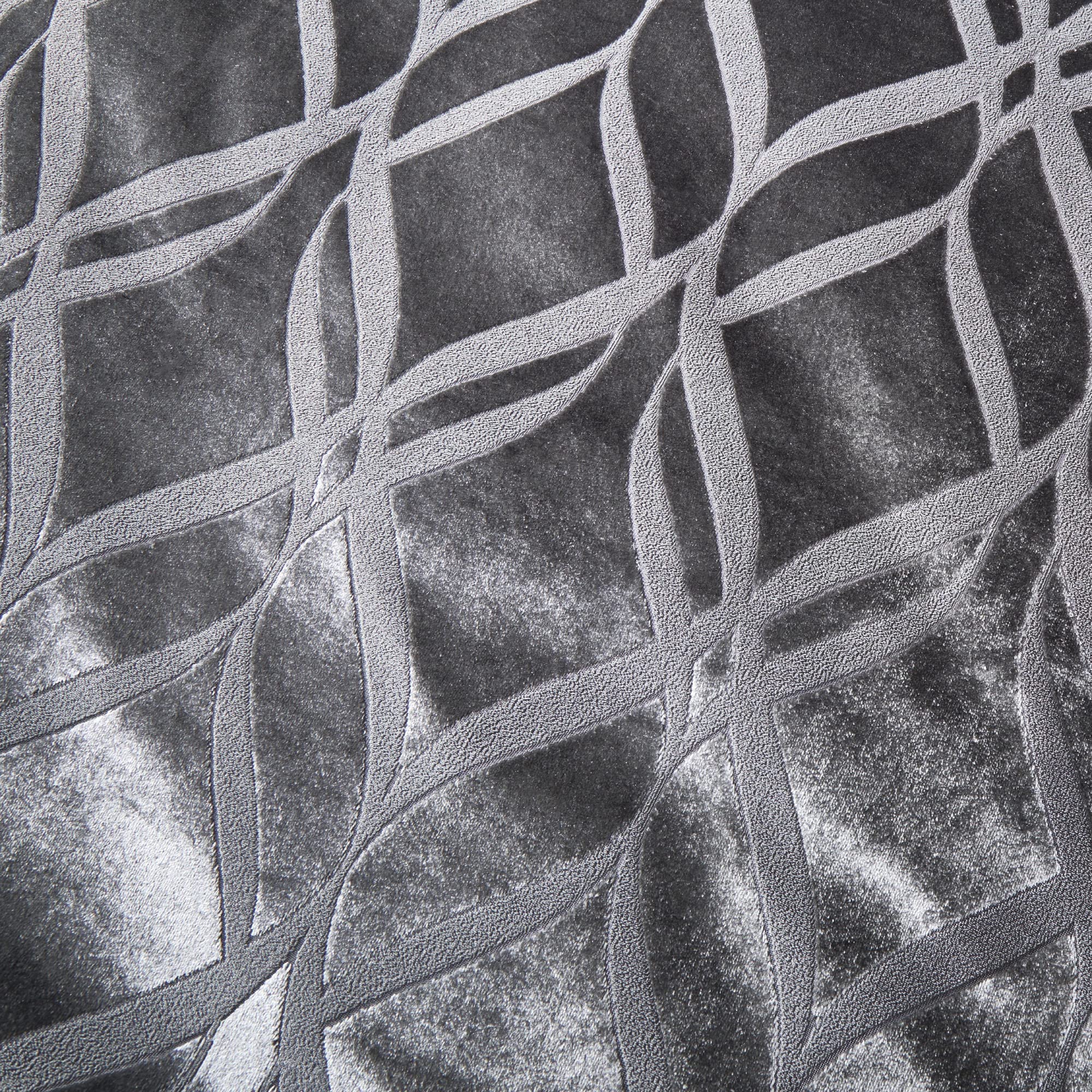 SOIREE - Luxury Ogee Velvet Duvet Cover - Super King Bedding Size (260 x 220cm) - 2x Pillowcases - Soft & Cosy Velvet Bedding in Slate Grey - Jacquard