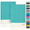 NOUR Premium 100% Cotton Turkish beach towel, Pack of 2, 100 x 200 cm, Picnic Blanket, Sauna & Hammam Towels, Extra Light, Absorbent, Quick-Drying,