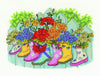 DMC "Blossoming Wellies" 14 Count Cross Stitch Kit, Multi-Colour