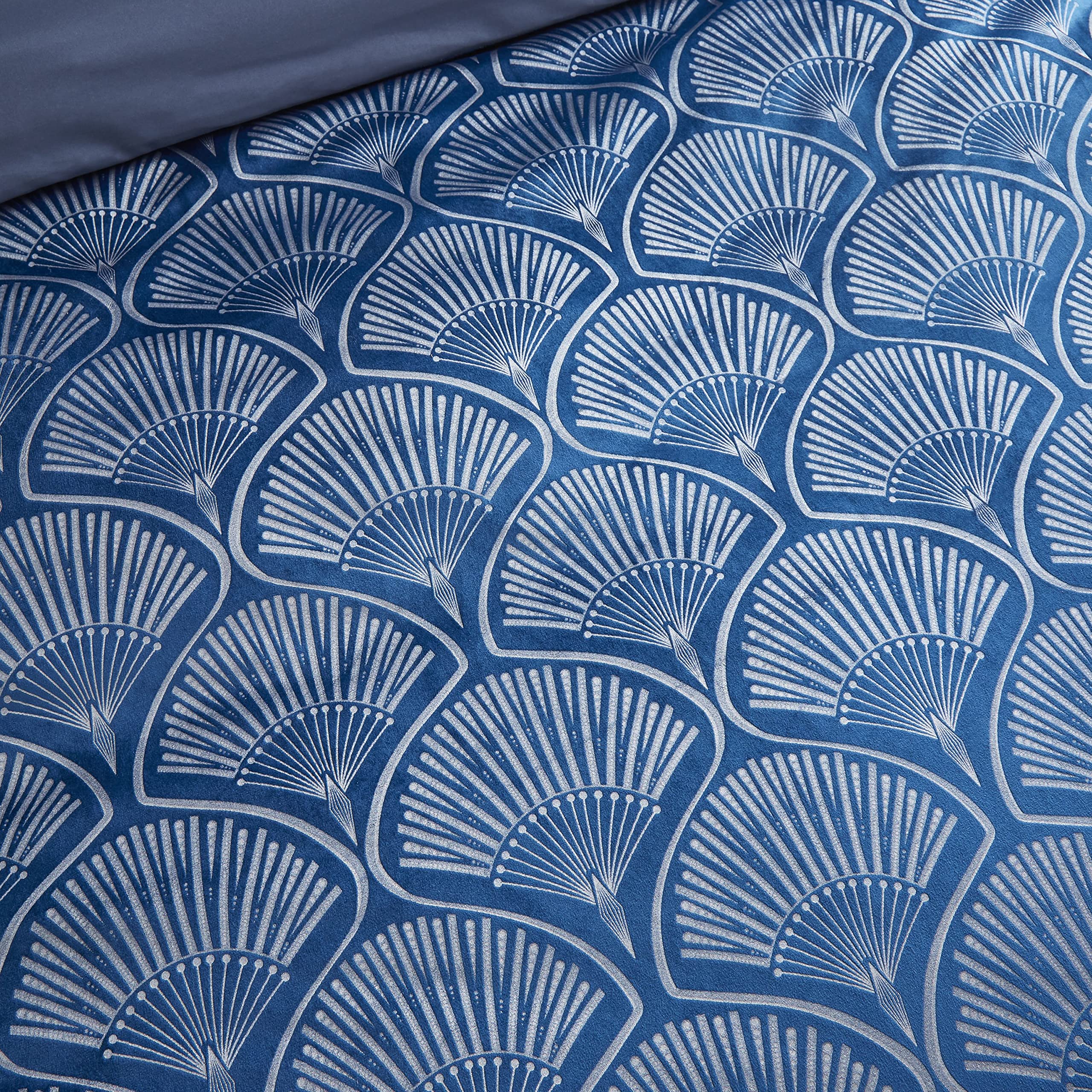 Catherine Lansfield Bedding Art Deco Pearl King Duvet Cover Set with Pillowcases Navy