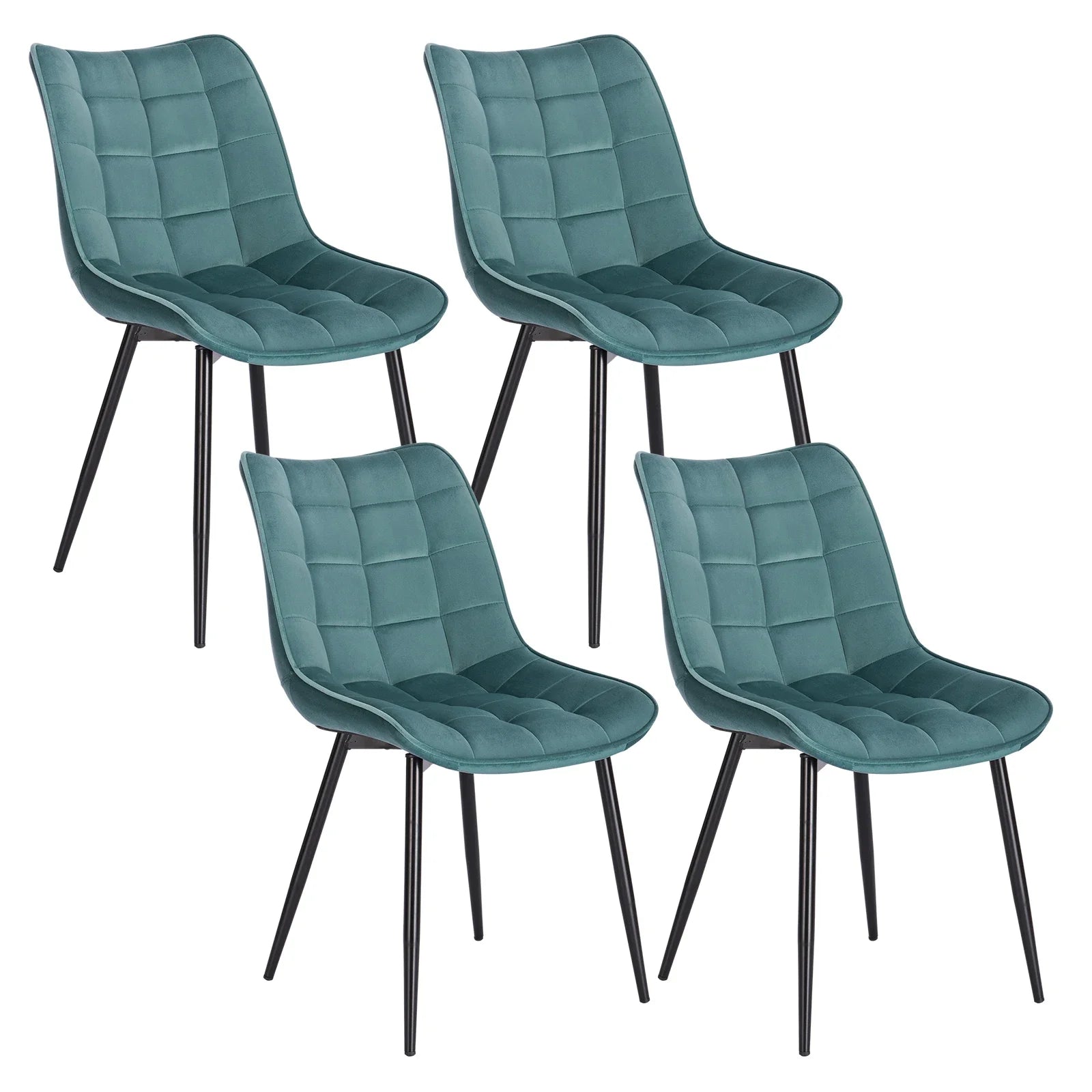 4PCs/Set Faux Leather/Fabric/Velvet/Linen Kitchen Chair  Dining Chairs Stable Metal Legs Upholstered Seat Kitchen Furniture