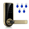 Password + Key + Sensor Card Zinc Alloy Red Bronze Electronic Door Lock Touch Screen Electronic Code Lock, OS8818-QGT Bronze