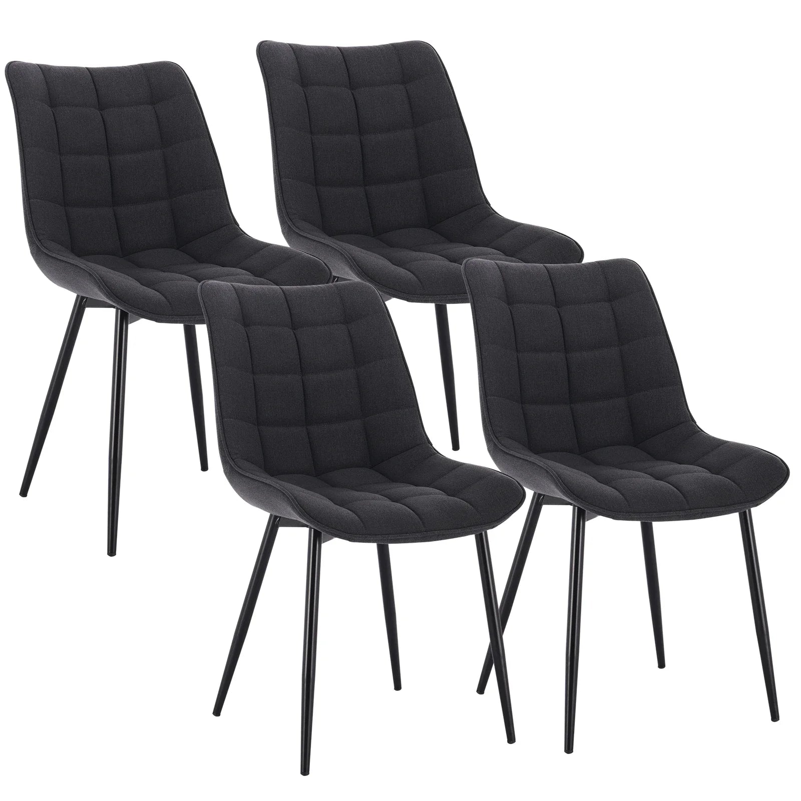 4PCs/Set Faux Leather/Fabric/Velvet/Linen Kitchen Chair  Dining Chairs Stable Metal Legs Upholstered Seat Kitchen Furniture