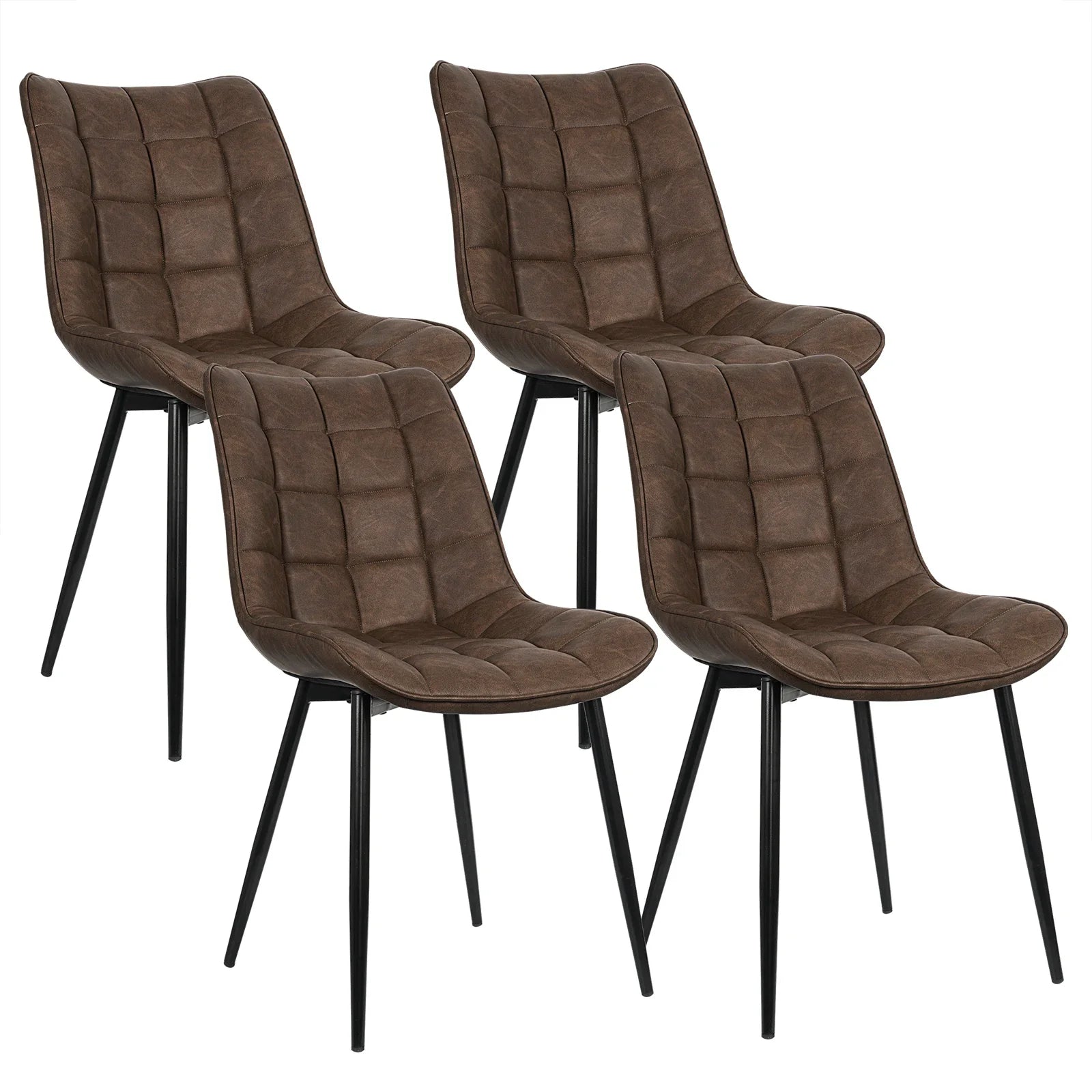 4PCs/Set Faux Leather/Fabric/Velvet/Linen Kitchen Chair  Dining Chairs Stable Metal Legs Upholstered Seat Kitchen Furniture