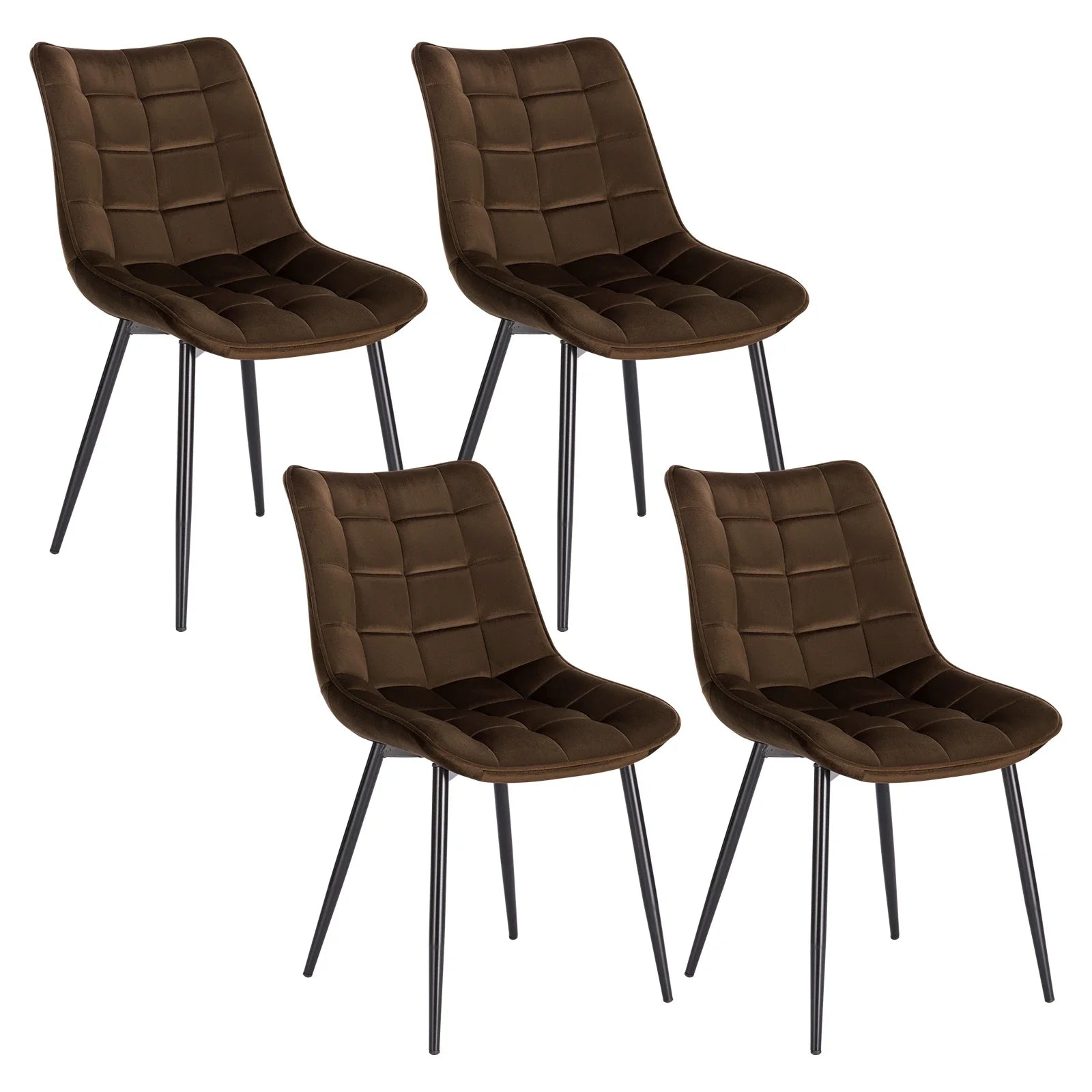 4PCs/Set Faux Leather/Fabric/Velvet/Linen Kitchen Chair  Dining Chairs Stable Metal Legs Upholstered Seat Kitchen Furniture