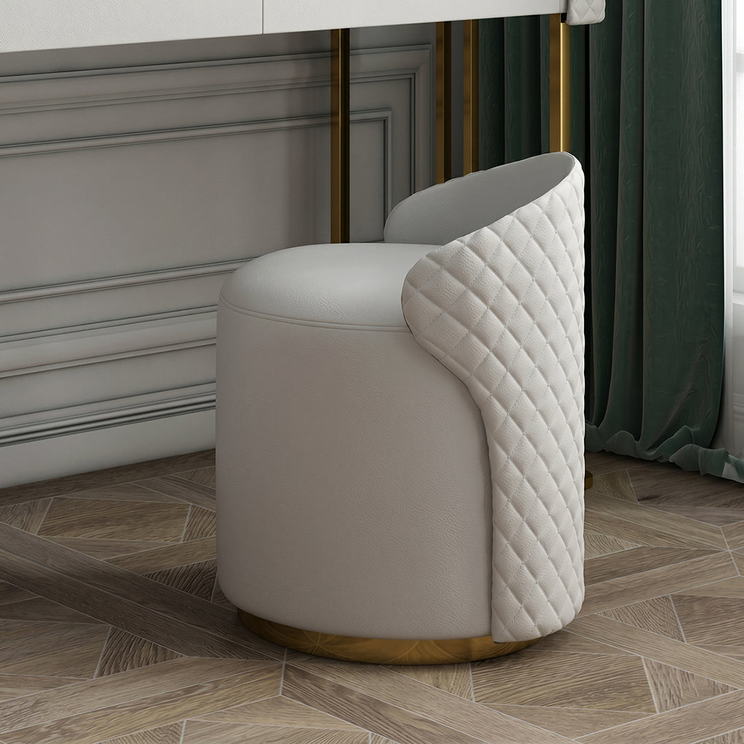 Allurea Dressing Table With LED Mirror, Greyish Cream